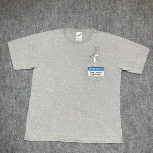 VTG Warner Bros Studio Store Looney Tunes Gray T-shirt XS Bugs Bunny Worst Night